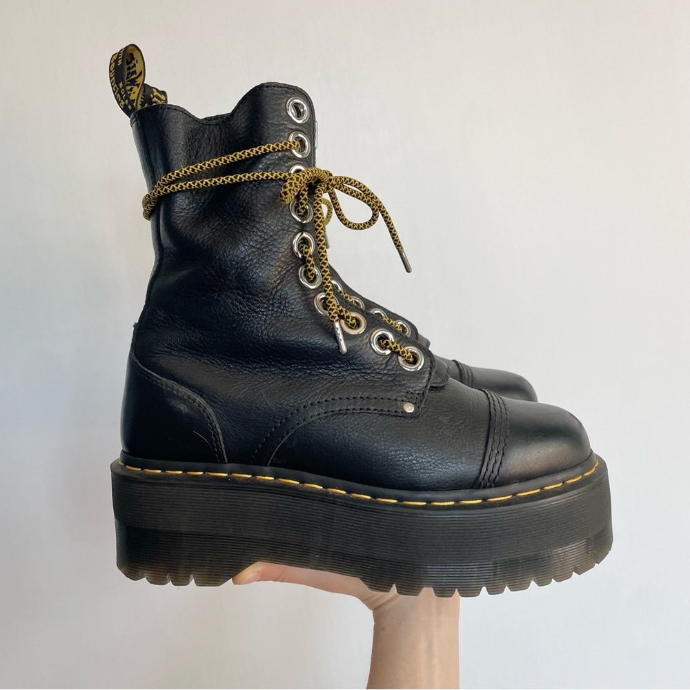Dr. Martens Sinclair Hi Max Zip Front Boots Platform Yellow Laces Leather Sz 9 - Picture 3 of 14